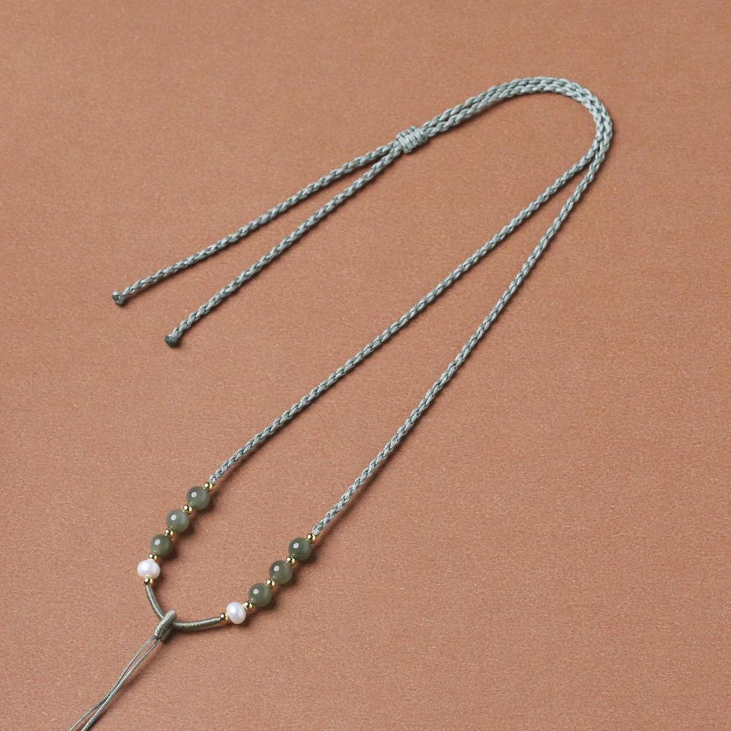 Handmade Hetian Jade Pendant Necklace with Adjustable Lanyard