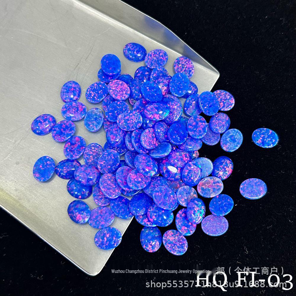 Oval Rainbow Synthetic Opal Flat Back Cabochon for Inlay DIY Projects 8×10mm Oval, 2 pcs