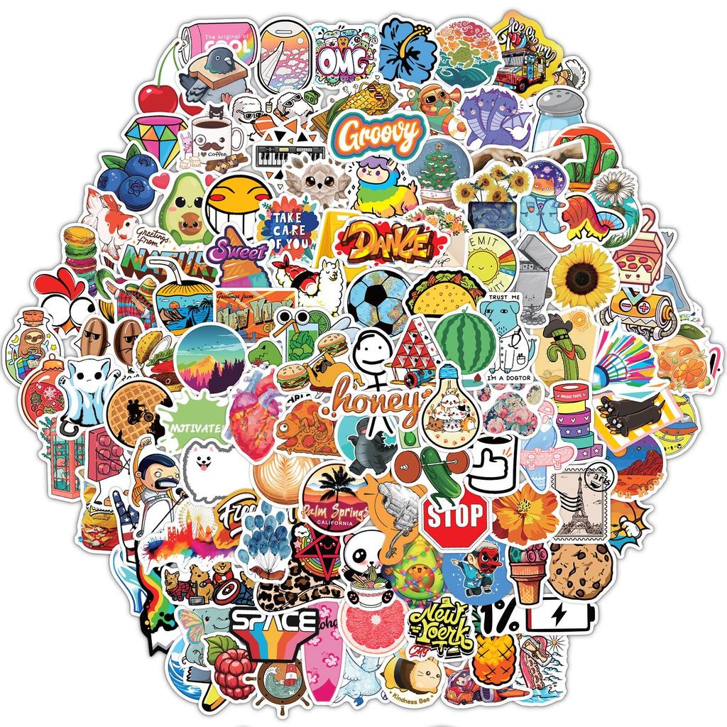 200 x Scrapbook-Kawaii-Aufkleber, wasserfest, lustig, Trend, Mädchen, Erwachsene, niedlich, Essen, Tiere, Cartoon, Aufkleber für Wasserflasche