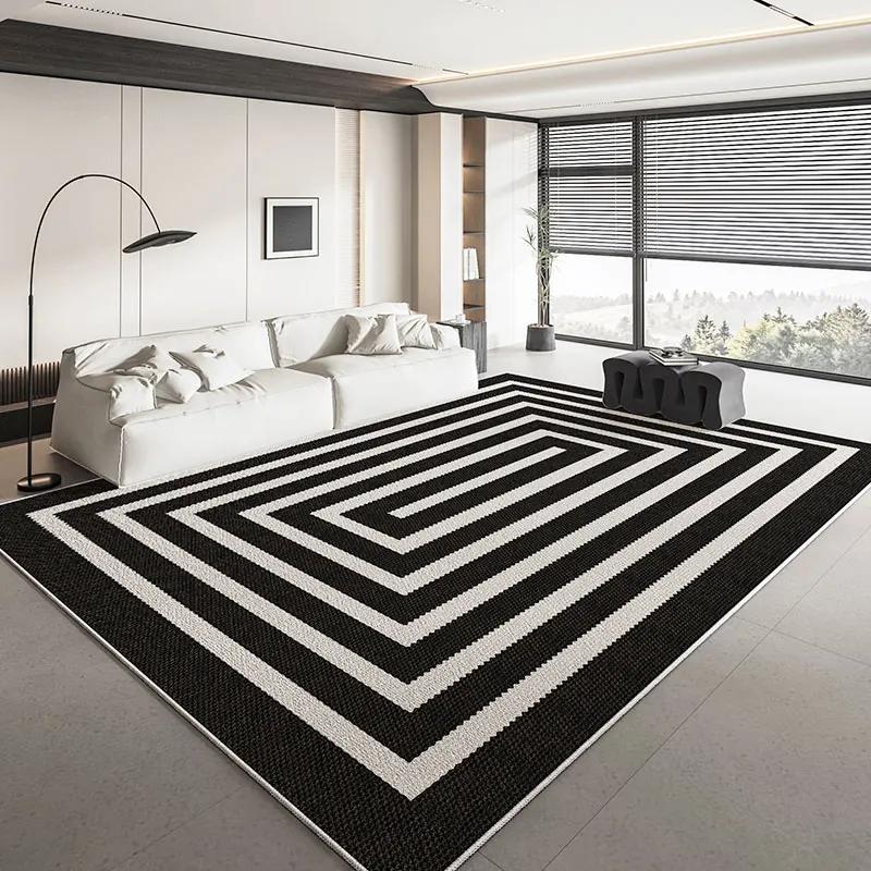 Geometric Decor carpets for living room Black White Light Luxury Rugs Decoration bedroom Non-slip Mat Large Area Rug tapis salon