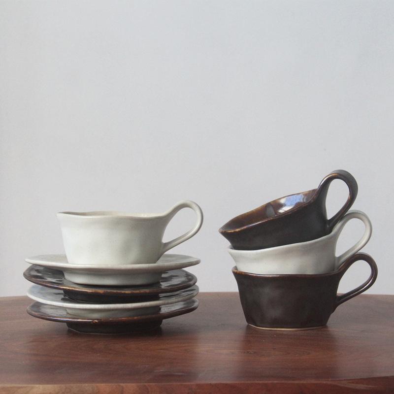 160ml Kiln Ceramics Hand-washed Coffee Mugs and Saucers Exquisite Italian Concentrated Latte Cups American Afternoon Tea Cups