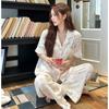 Overweight Work Lace Pure Cotton Pajamas Women's Summer New Milkshake Rose Short-sleeved Trousers Can Be Worn Outside Loungewear