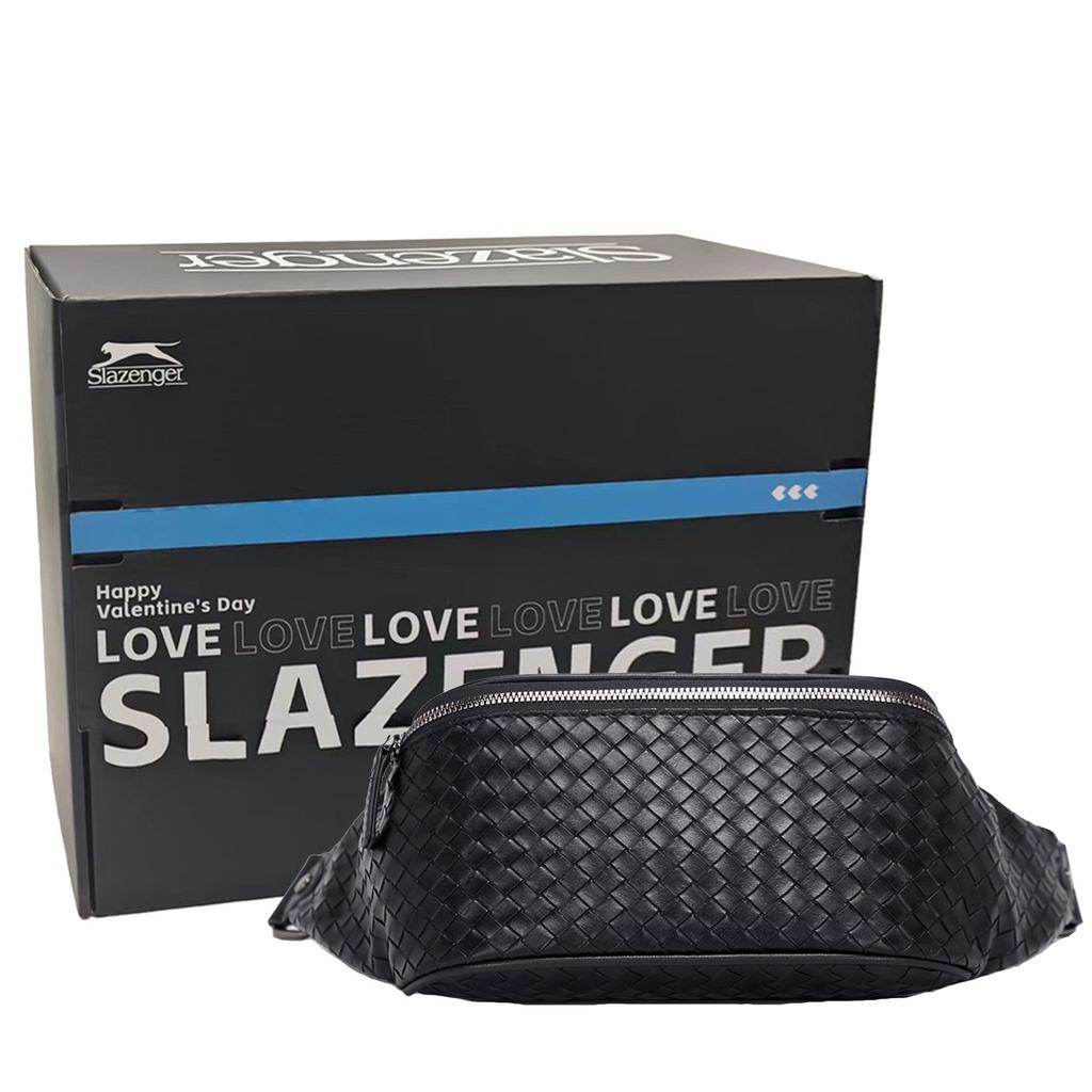 New Slazenger Soft Leather One Shoulder Crossbody Bag, Sling Bag, Fanny Pack Regular Unisex Black SLA8444