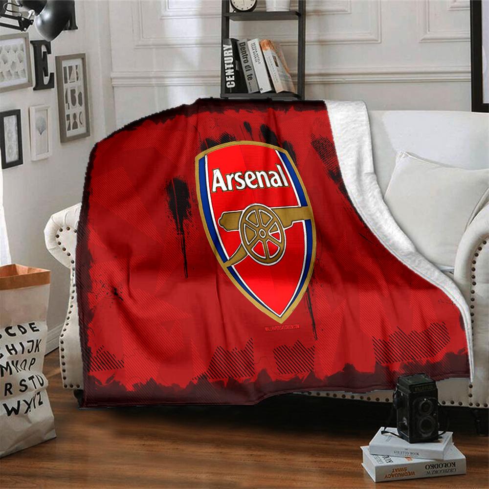 Coperta in Flanella con Stemma dell'Arsenal Football Club, Poliestere Morbido, Design Moderno, Per Tutte le Stagioni per Campeggio, Viaggi, Regali per Feste o Compleanni