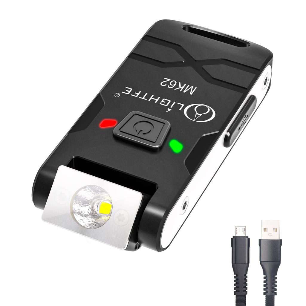 GING UV FLASHLIGHT Rechargeable Flashlight with 180-Degree Rotating Head, 7 Light Modes, and Battery Level Indicator, Mini Key Clip LED Flashlight