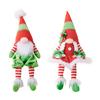 Red Green Hanging Leg Gnome Figurine Set For Festive Christmas Decorations
