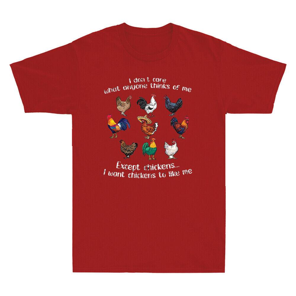 I Dont Care What Anyone Thinks Of Me Except Chickens Funny Gift Vintage T-Shirt L