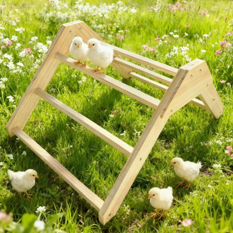 Detachable Wooden Poultry Roosting Ramp With Triangular Design Easy to Clean Chicken Coops