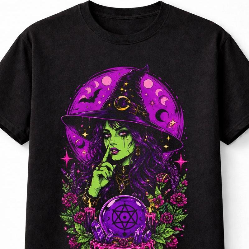 Gothic Witch Crystal Ball Halloween Occult Magic Unisex TShirt