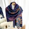 Elegant Women' Large Silk Scarf As a Gift 180x90 Black Beige