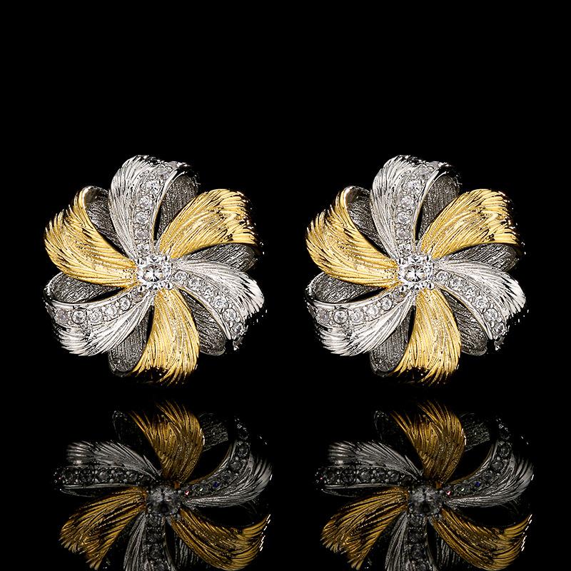 New Set Of Jewelry Necklace Earring Ring Retro French Brushed Inlaid Versatile Fashionable Women's