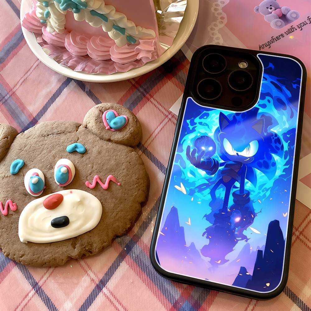 Game Sonic The Hedgehog Phone Case Black Hard Plastic Phone Case For Iphone 17 Air 16 15 14 13 12 11 Pro Max PC TPU Ins Case