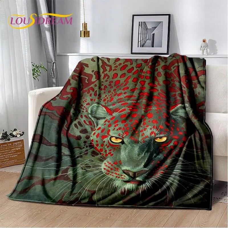 3D Animal Leopard Cheetah Cartoon Beast Soft Plush Blanket,Flannel Blanket Throw Blanket for Living Room Bedroom Bed Sofa Picnic
