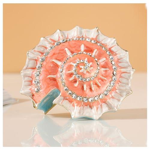 Mini Conch Jewelry Box Enamel Conch Trinket Box Vintage Crystals Jeweled Trinket Box Jewelry Organizer Zinc Alloy Decorative for
