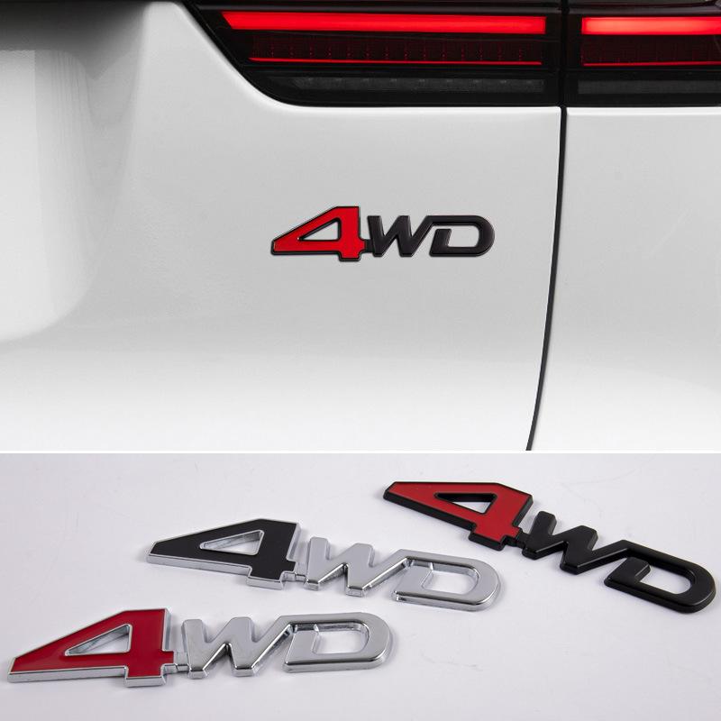 3D Metal Chrome Black Numbers Letters Logo 4wd Emblem Car Fender Badge Trunk Decal 4WD Sticker Accessories