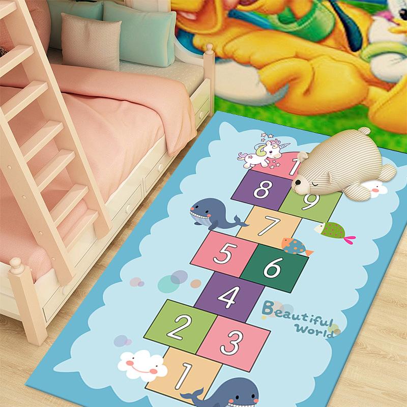 Cartoon Hopscotch Flannel Carpet for Bedroom Living Room Bedside Girl Room Floor Mats Home Decor Layout Sofa Cushion Rug