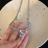 White Moonlight Cross Zircon Necklace Women's Summer Sweet and Cool Spice Girls Style Accessories Niche Design Versatile Clavicle Chain