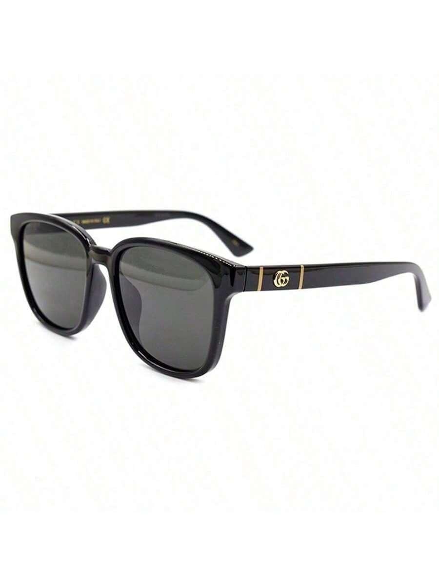 Gucci GG0637SK-001 Square Sunglasses for Men Women Black Gold GG Logo чёрный
