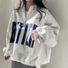 Damen Oberteil mit Stehkragen Langarm Lockerer Schnitt Halber Reißverschluss Sweatshirt mit Buchstabenaufdruck