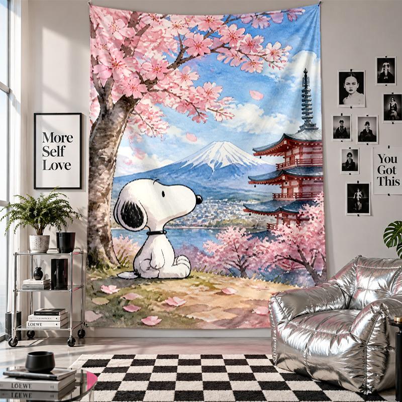 Wall TapestrySnoopy Peanuts Art Hanging Cloth Decorative Background Cover for Room Decoration