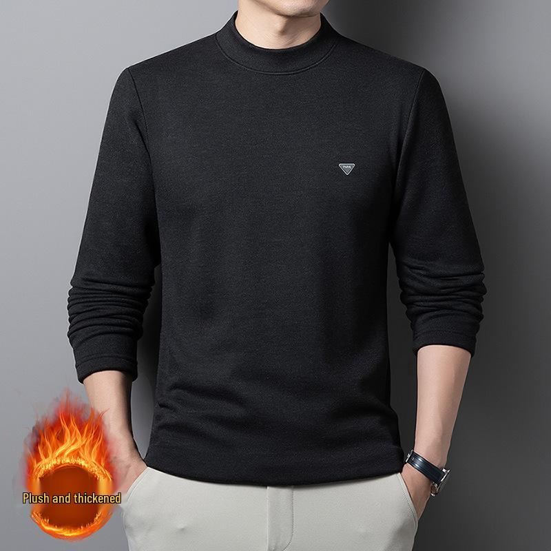 Men's High-Quality Anti-Pilling Hoodie - Autumn/Winter 2025, Plus Velvet, Thickened, Half-High Collar, Casual and Warm.