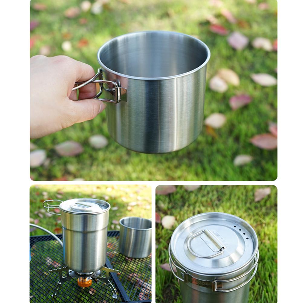 2 Pcs Camping Cookware Cooking Set Outdoor Stainless Steel Camping Pots Cup Mug for Backpacking Hiking Picnic