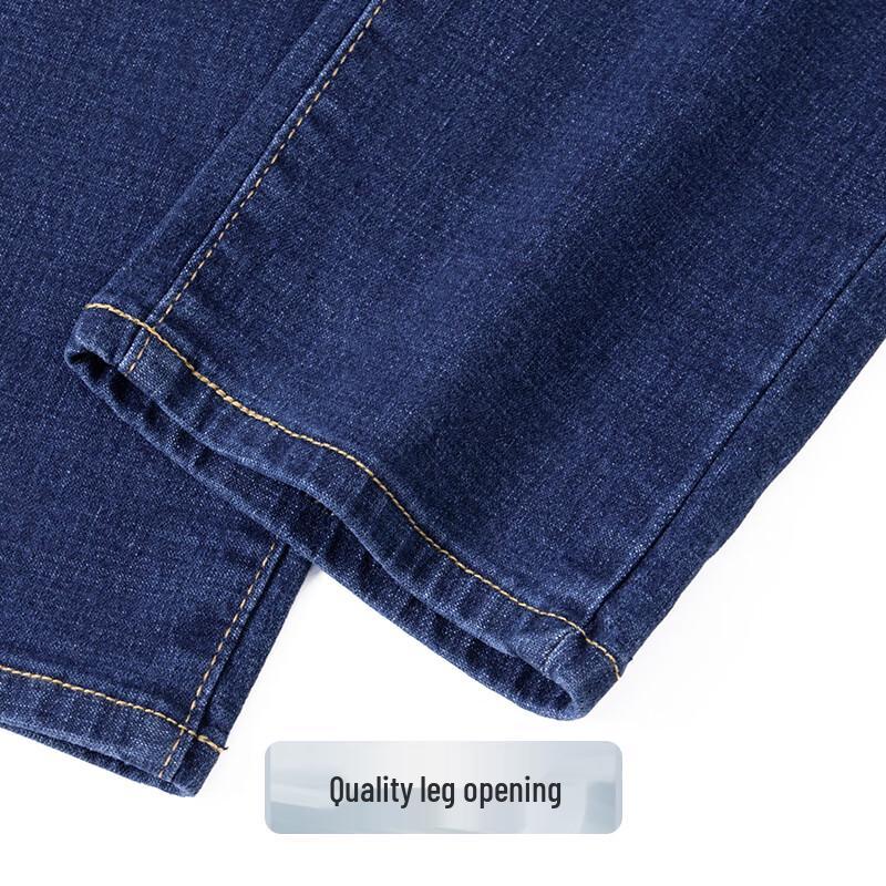 Futing Men's Washed Cotton Straight-Fit Jeans
