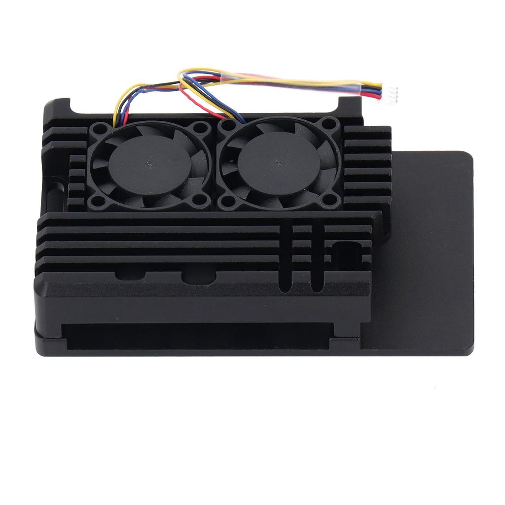 Aluminum Heatsink with Dual Cooling Fan 5V Metal Heatsink Cooler Case for RasPi 5B