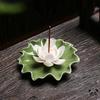 Portaincenso a Foglia di Loto Fatto a Mano Bruciaincenso in Ceramica per Sala da Tè e Tavolino da Tè con Design a Fiore di Loto e Forma a Foglia Curva
