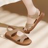 First Layer Cowhide Sandals Women's New Summer Soft Sole Velcro One Pedal Flat Bottom