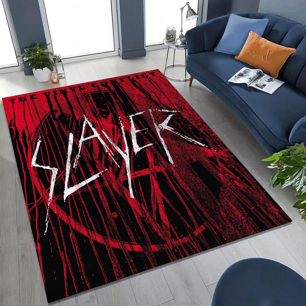Slayer Heavy Metal Rock Band Skull Art Carpet Rug for Bedroom Living Room Sofa Home Doormat Decor,Large Non-slip Floor Mat