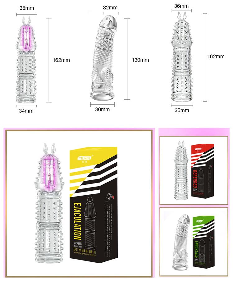 Crystal Condoms Penis For Men Couple Extender Sleeve Enlargement Silicone Condom