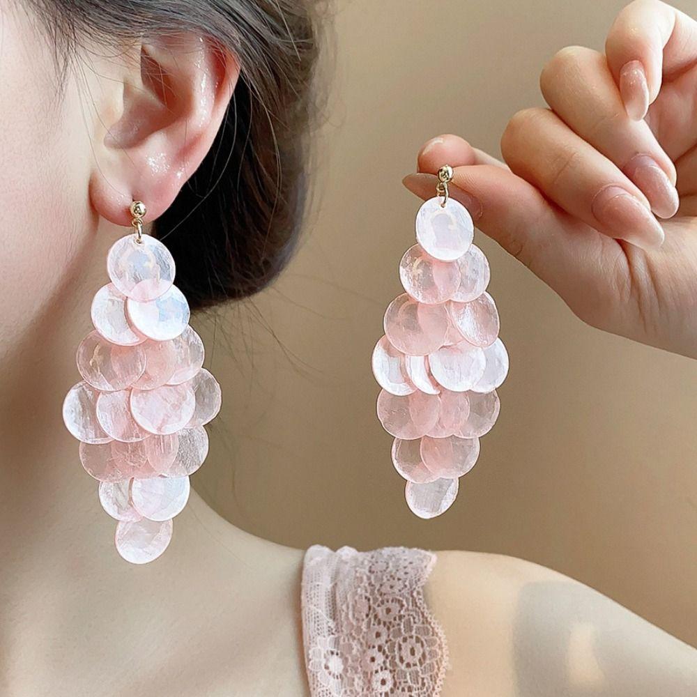 Elegant Shell Earring Bohemian Style Exaggerated Earring Temperament Tassel Drop Earring  Ladies