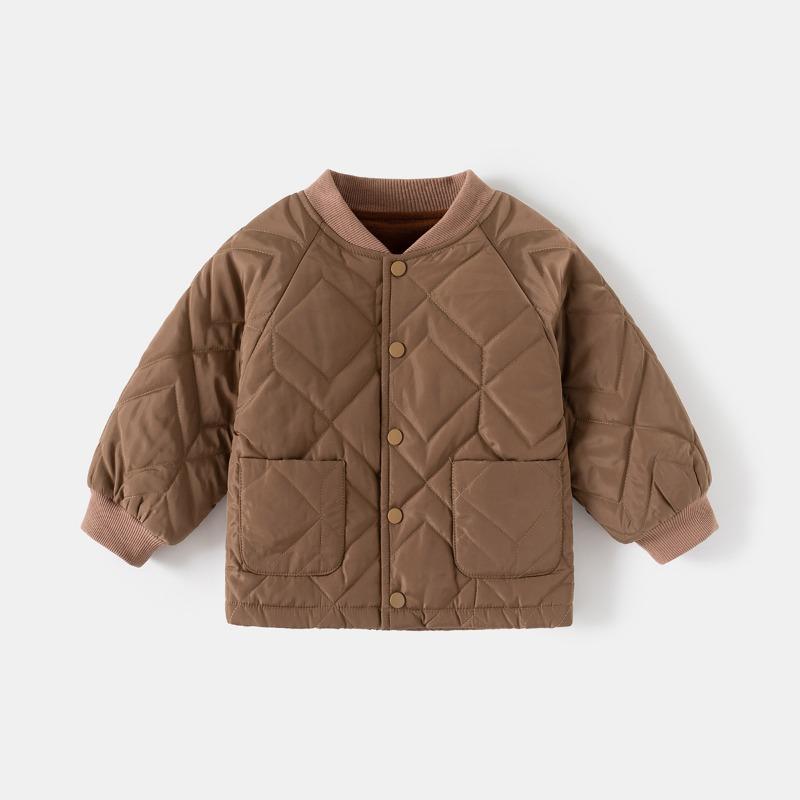 Casual Solid Color Stand Collar Boys Kids Winter Padded Outwear Coat