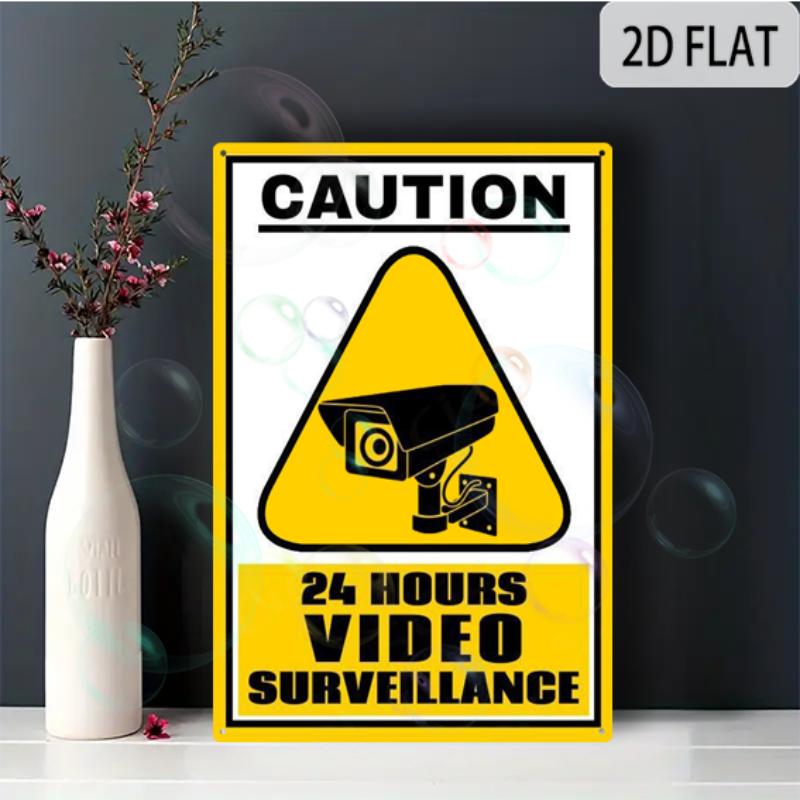 2D Flat Aluminum Sign 8x12 Sign  CAUTION  Durable Outdoor Aluminum Sign for Business And Parking Regulations 20x30cm（7.8x11.8inch）