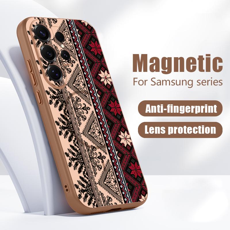 Custodia Geometrica con Texture in Tessuto per Samsung S26 Edge S25 FE S24 Plus S23 S22 Ultra A15 A16 A17 A35 A36 A37 A54 A55 A56 A57 5G Cover Ibrida Magnetica Opaca