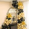 Black and Gold Balloon Arch Kit, AivaToba 126 Pieces Black Gold Metallic Chrome and Gold Confetti Balloons, Party Decoration Set for Graduation,