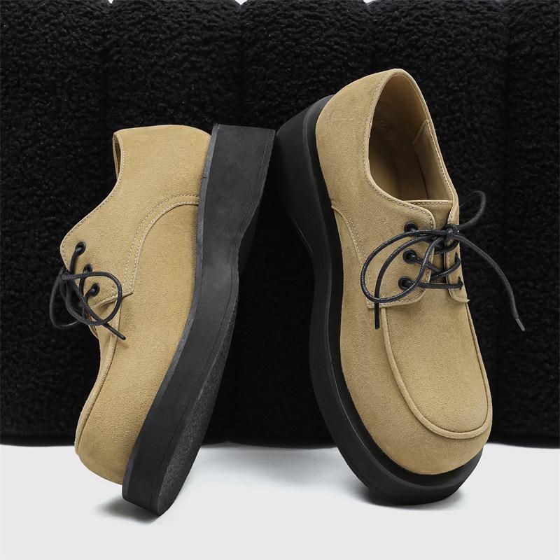 

Square head classic retro British style derby shoes men s shoes platform height increase simple and generous commuting versatile casual leather shoes 45 верблюд