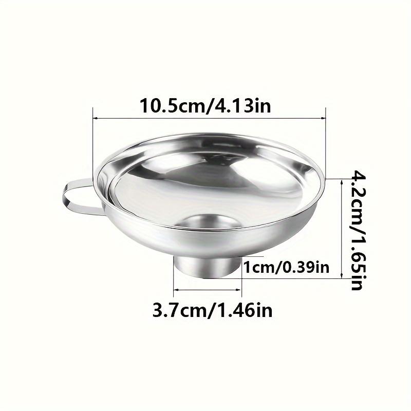 

1PC Stainless Steel Kitchen Funnel with Handle & Filter, Wide Mouth for Oil, Jam, Cans. Easy Pouring & Cleaning.