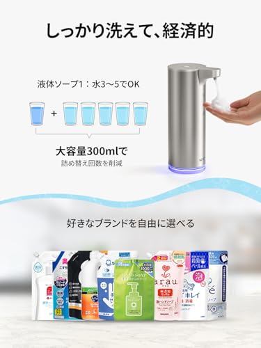 Easy for Parents and Kids To Use: SUNLY Automatic Soap Dispenser, Compatible with Foam and Liquid Detergents, 2-Level Dispensing, Adjustable Sensor Di