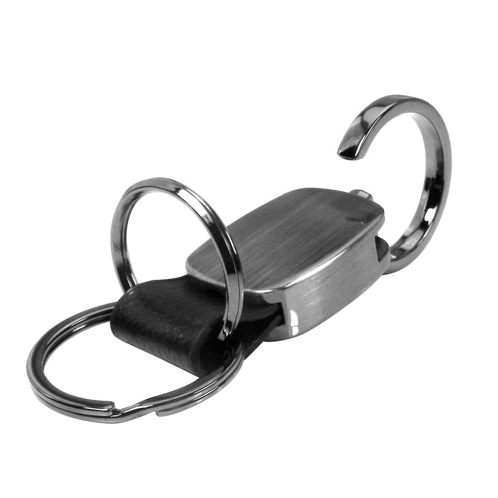 AU-TOMOTIVE GOLD Genuine Leather Accent Keychain for Acura (Gunmetal) Metal Compatible, Gunmetal, Standard