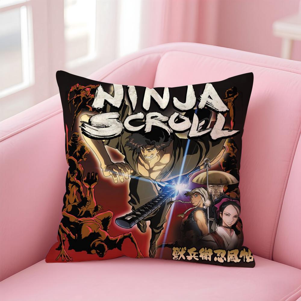 Samurai Klassischer Japanischer Anime NNinja Schriftrolle Kissenbezug Kissenhülle Weiches Hautfreundliches Gewebe Verdeckter Reißverschluss