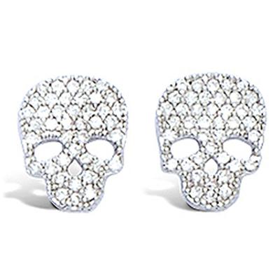 [K6448] - Pendientes Plata 'Calavera' plateado blanco (rodiado) - 11x7 mm