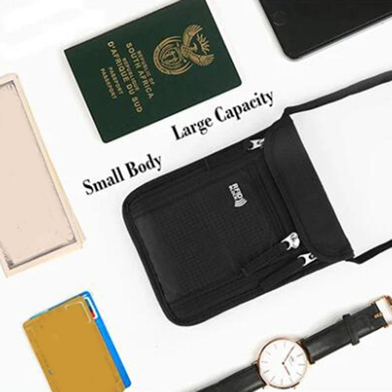 Multifunctional Passport Holder Neck Pouch for Women Men Lightweight Travel ID Card Holder Document Pouch Slim Crossbody Purse