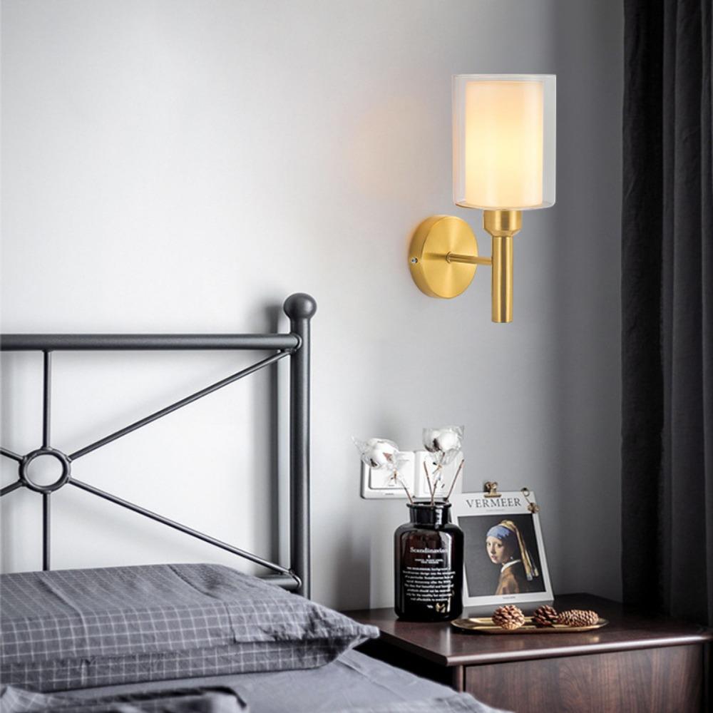 Modern Metal Wall Lamp Antique Funnel Glass Shade Wall Sconce Light Fixtures Loft Bedroom Bathroom Bedside Mirror Lighting