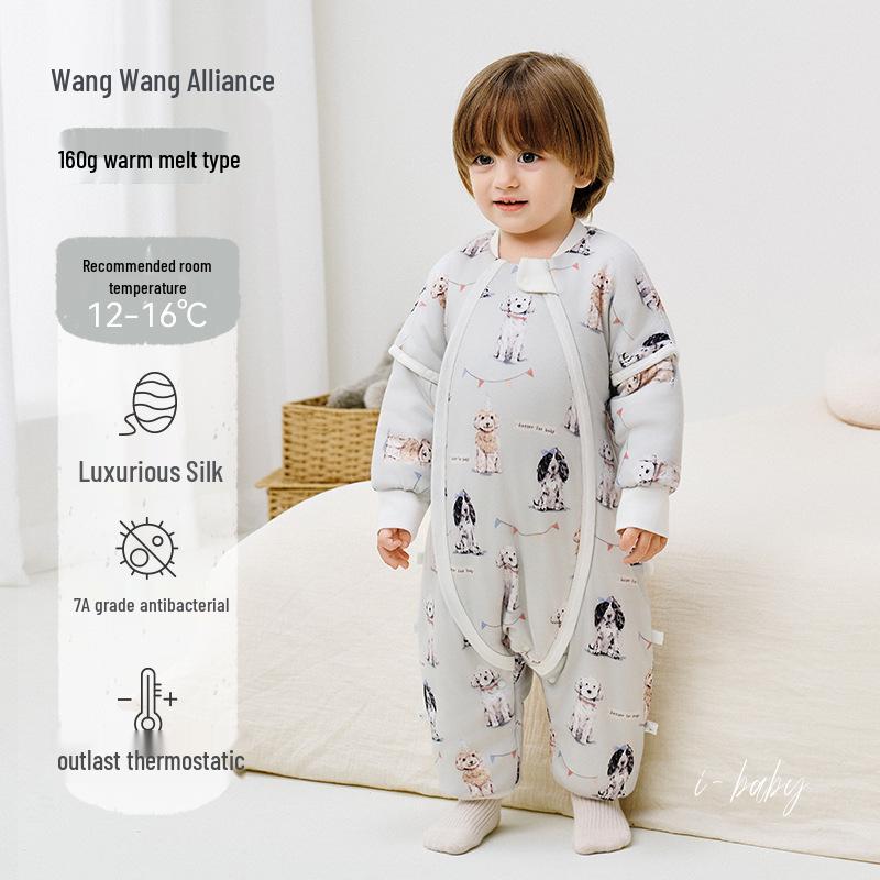 iBaby Silk-Filled Cotton Sleep Bag for Babies - Anti-kick, Split-leg Design for Spring, Autumn, Winter