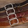 3.8CM Wide Retro Rough Thick Leather Belt Men's Stainless Steel Needle Buckle Cowhide Casual Denim Belt
