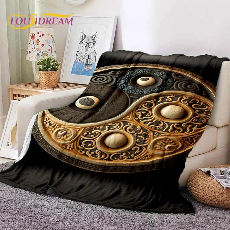Natur Yin Yang Chinesische Tai Chi Bagua Weiche Flanelldecke für Betten Schlafzimmer Sofa Picknick, Überwurfdecke zum Zudecken Outdoor Nickerchen Geschenk