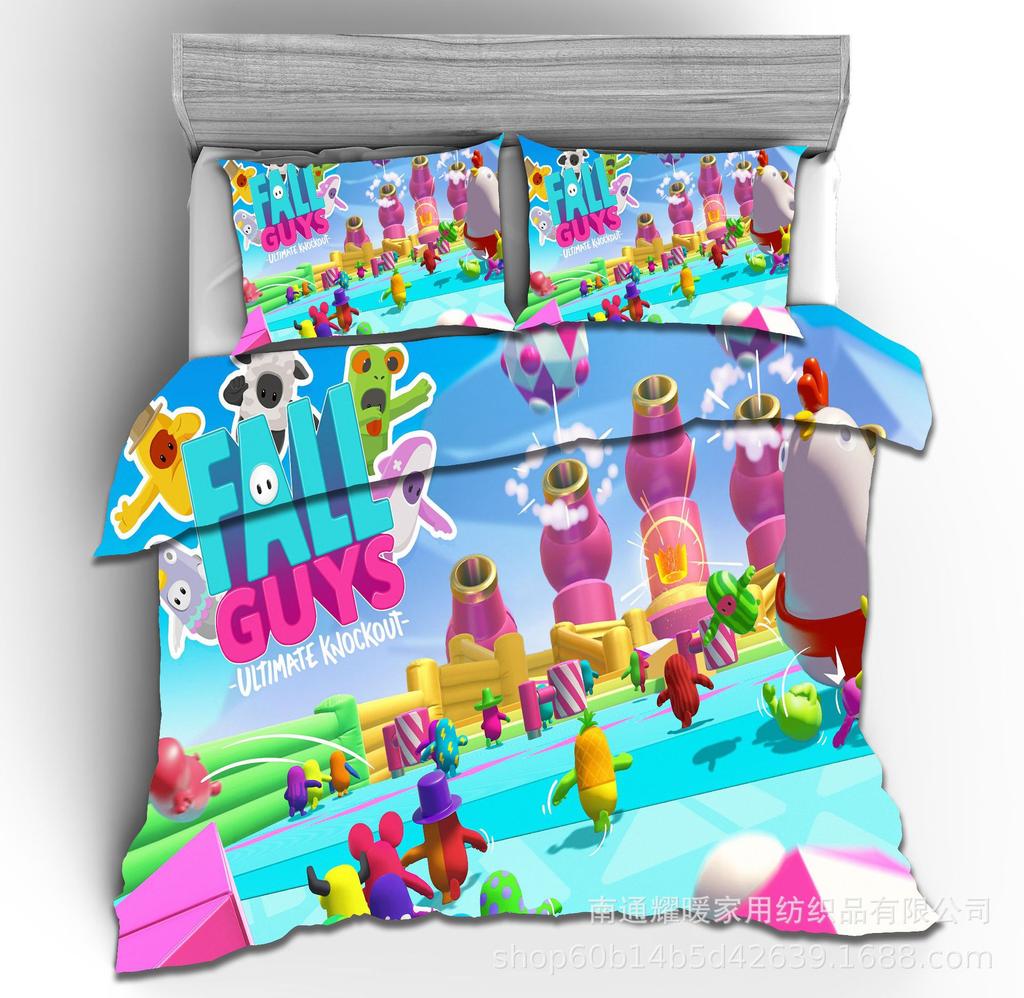 3D Digital Printing Three-Piece Set Jelly Bean Man Four-Piece Set Quilt Sheet Pillowcase