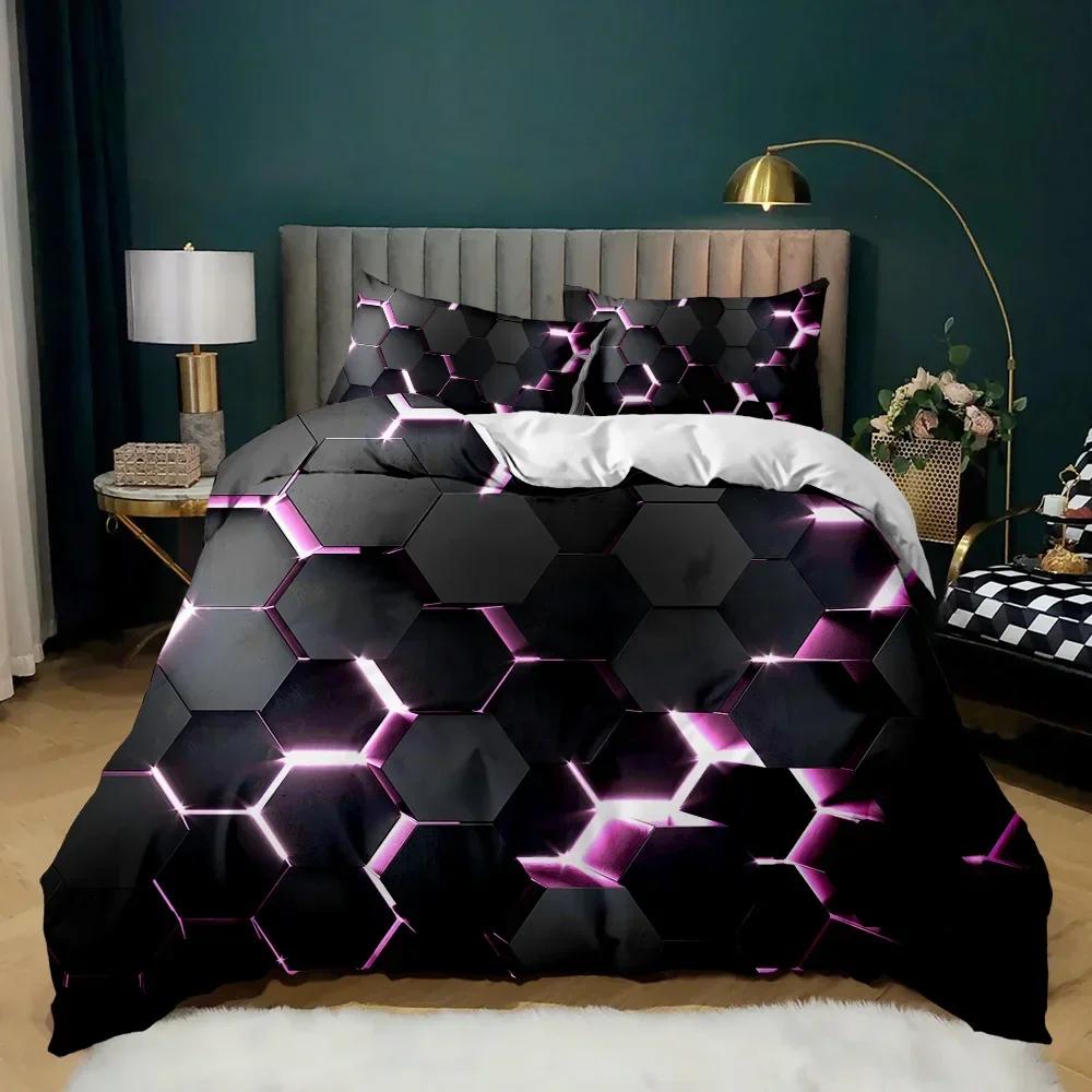 Geometric Multicolor Honeycomb Hexagon Comfortable Duvet Cover Pillowcase Bedding Set Children Bedroom Decoration Home Textile